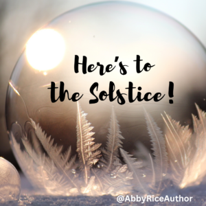 Snow globe with "Here's to the Solstice" caption